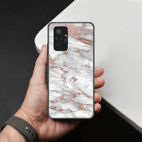 Xiaomi Redmi Note 10 Pro 4G Cover - White Marble Series 2 - HQ Ultra Shine Premium Infinity Glass Soft Silicon Borders Case