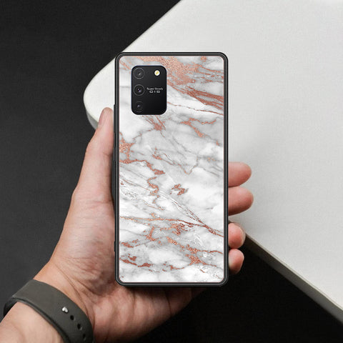 Samsung Galaxy S10 Lite Cover - White Marble Series 2 - HQ Ultra Shine Premium Infinity Glass Soft Silicon Borders Case