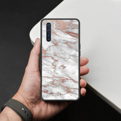 Oppo A91 Cover - White Marble Series 2 - HQ Ultra Shine Premium Infinity Glass Soft Silicon Borders Case
