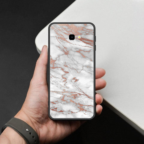 Samsung Galaxy J4 Plus Cover - White Marble Series 2 - HQ Ultra Shine Premium Infinity Glass Soft Silicon Borders Case
