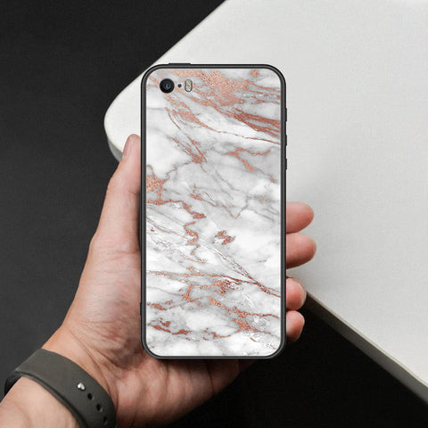 iPhone SE / 5s / 5 - White Marble Series 2 - HQ Ultra Shine Premium Infinity Glass Soft Silicon Borders Case