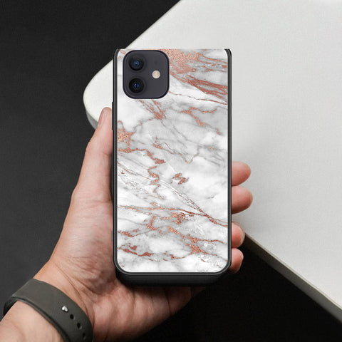 iPhone 12 - White Marble Series 2 - HQ Ultra Shine Premium Infinity Glass Soft Silicon Borders Case