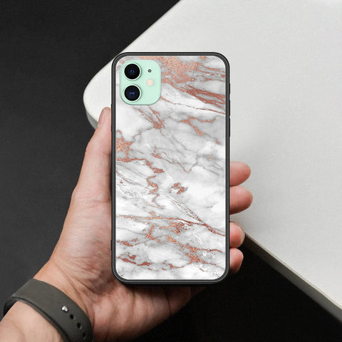 iPhone 11 - White Marble Series 2 - HQ Ultra Shine Premium Infinity Glass Soft Silicon Borders Case