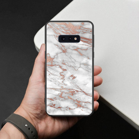 Samsung Galaxy S10e Cover - White Marble Series 2 - HQ Ultra Shine Premium Infinity Glass Soft Silicon Borders Case
