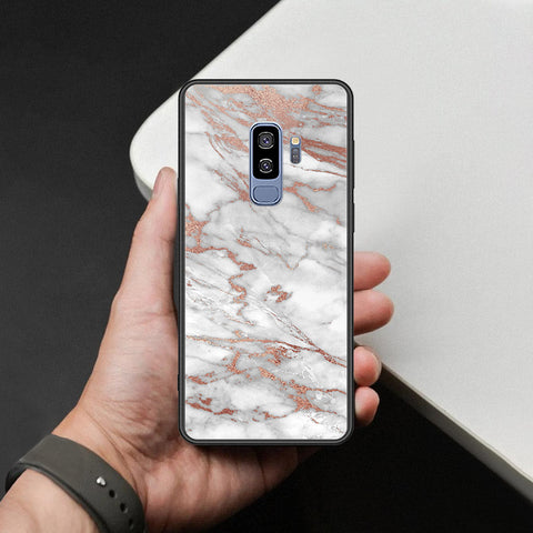 Samsung Galaxy S9 Plus Cover - White Marble Series 2 - HQ Ultra Shine Premium Infinity Glass Soft Silicon Borders Case