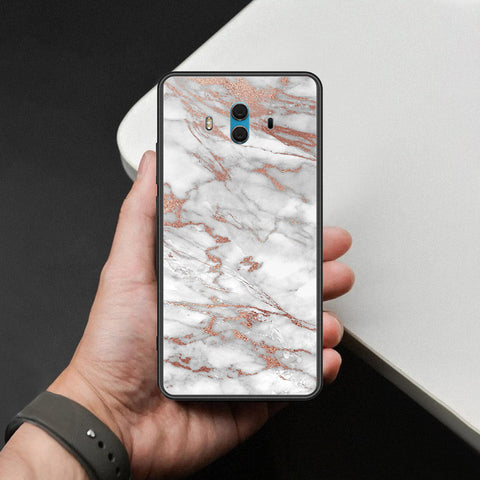 Huawei Mate 10 Cover - White Marble Series 2 - HQ Ultra Shine Premium Infinity Glass Soft Silicon Borders Case