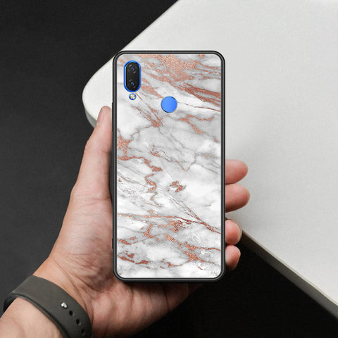 Huawei Nova 3i  Cover - White Marble Series 2 - HQ Ultra Shine Premium Infinity Glass Soft Silicon Borders Case