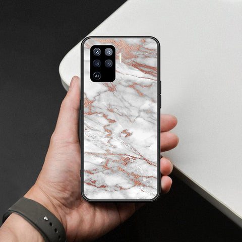 Oppo F19 Pro Cover - White Marble Series 2 - HQ Ultra Shine Premium Infinity Glass Soft Silicon Borders Case