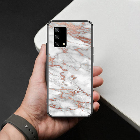 Oppo A95 Cover - White Marble Series 2 - HQ Ultra Shine Premium Infinity Glass Soft Silicon Borders Case
