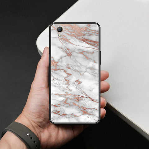 Oppo A37 Cover - White Marble Series 2 - HQ Ultra Shine Premium Infinity Glass Soft Silicon Borders Case