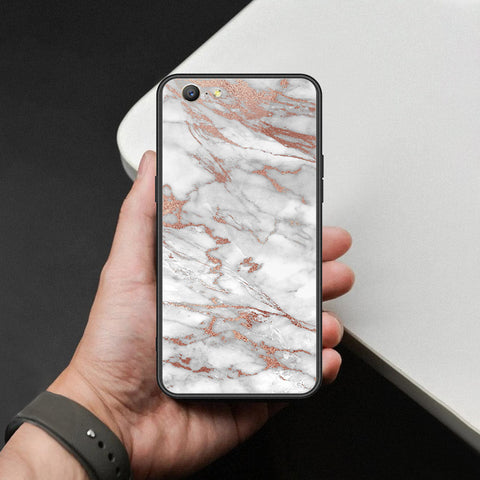 Oppo A39 Cover - White Marble Series 2 - HQ Ultra Shine Premium Infinity Glass Soft Silicon Borders Case