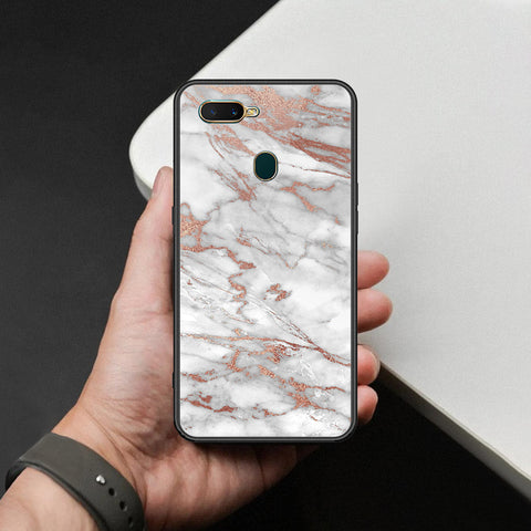 Oppo A12 Cover - White Marble Series 2 - HQ Ultra Shine Premium Infinity Glass Soft Silicon Borders Case