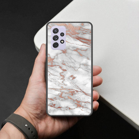 Samsung Galaxy A72 Cover - White Marble Series 2 - HQ Ultra Shine Premium Infinity Glass Soft Silicon Borders Case