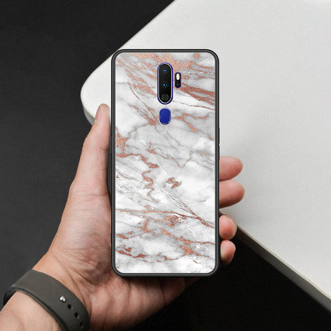 Oppo A9 2020 Cover - White Marble Series 2 - HQ Ultra Shine Premium Infinity Glass Soft Silicon Borders Case
