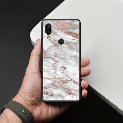 Xiaomi Redmi 7 Cover - White Marble Series 2 - HQ Ultra Shine Premium Infinity Glass Soft Silicon Borders Case