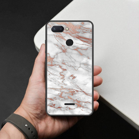 Xiaomi Redmi 6 Cover - White Marble Series 2 - HQ Ultra Shine Premium Infinity Glass Soft Silicon Borders Case