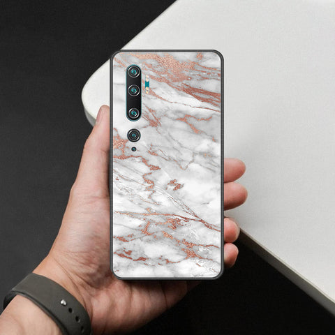 Xiaomi Mi CC9 Pro Cover - White Marble Series 2 - HQ Ultra Shine Premium Infinity Glass Soft Silicon Borders Case