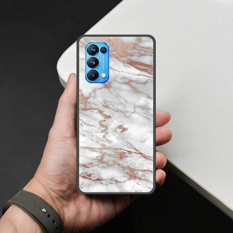 Oppo Reno 5 Pro 5G Cover - White Marble Series 2 - HQ Ultra Shine Premium Infinity Glass Soft Silicon Borders Case