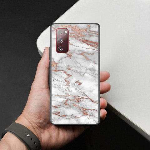 Samsung Galaxy S20 FE Cover - White Marble Series 2 - HQ Ultra Shine Premium Infinity Glass Soft Silicon Borders Case