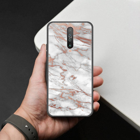 Xiaomi Redmi K30 Cover - White Marble Series 2 - HQ Ultra Shine Premium Infinity Glass Soft Silicon Borders Case