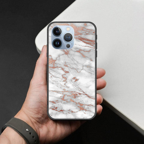 iPhone 13 Pro Cover - White Marble Series 2 - HQ Ultra Shine Premium Infinity Glass Soft Silicon Borders Case