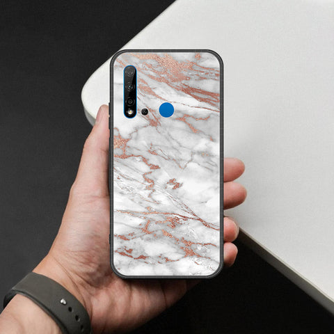Huawei P20 Lite 2019 Cover - White Marble Series 2 - HQ Ultra Shine Premium Infinity Glass Soft Silicon Borders Case