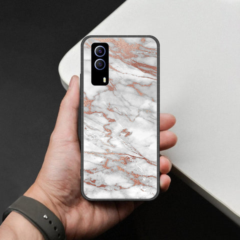 Vivo Y53s Cover - White Marble Series 2 - HQ Ultra Shine Premium Infinity Glass Soft Silicon Borders Case