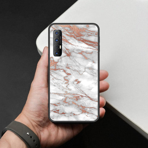 Oppo Reno 3 Pro Cover - White Marble Series 2 - HQ Ultra Shine Premium Infinity Glass Soft Silicon Borders Case