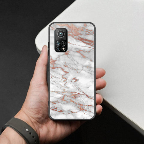 Xiaomi Mi 10T Pro Cover - White Marble Series 2 - HQ Ultra Shine Premium Infinity Glass Soft Silicon Borders Case
