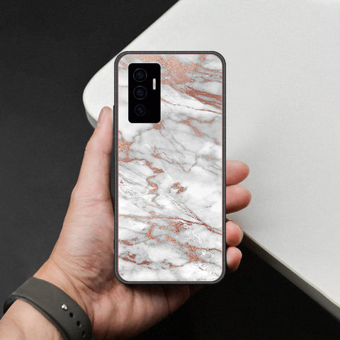 Vivo V23e Cover - White Marble Series 2 - HQ Ultra Shine Premium Infinity Glass Soft Silicon Borders Case