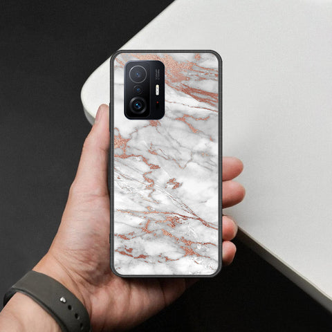 Xiaomi 11T Cover - White Marble Series 2 - HQ Ultra Shine Premium Infinity Glass Soft Silicon Borders Case