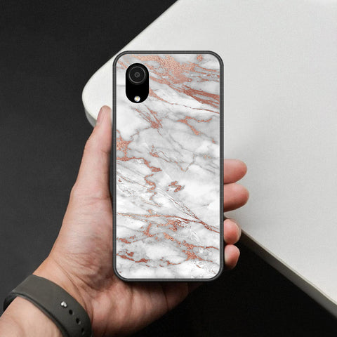 Samsung Galaxy A03 Core Cover - White Marble Series 2 - HQ Ultra Shine Premium Infinity Glass Soft Silicon Borders Case
