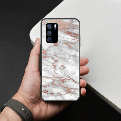 Oppo Reno 6 Pro 5G Cover - White Marble Series 2 - HQ Ultra Shine Premium Infinity Glass Soft Silicon Borders Case