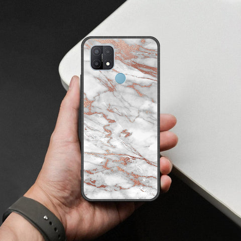 Oppo A15 Cover - White Marble Series 2 - HQ Ultra Shine Premium Infinity Glass Soft Silicon Borders Case