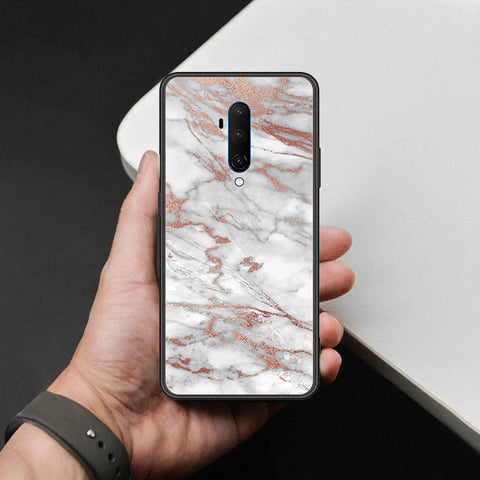 OnePlus 7T Pro Cover - White Marble Series 2 - HQ Ultra Shine Premium Infinity Glass Soft Silicon Borders Case