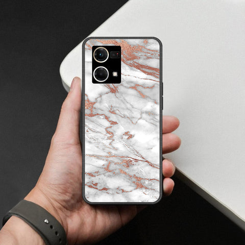 Oppo Reno 7 4G Cover - White Marble Series 2 - HQ Ultra Shine Premium Infinity Glass Soft Silicon Borders Case