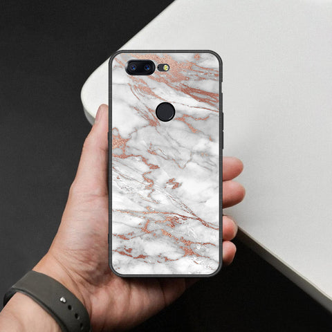 OnePlus 5T Cover - White Marble Series 2 - HQ Ultra Shine Premium Infinity Glass Soft Silicon Borders Case