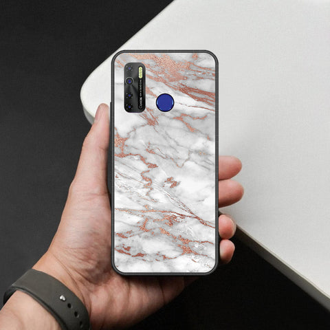 Tecno Spark 5 Cover - White Marble Series 2 - HQ Ultra Shine Premium Infinity Glass Soft Silicon Borders Case
