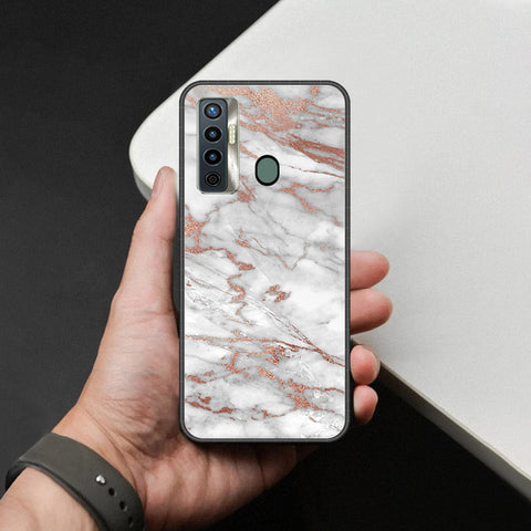 Tecno Camon 17 Cover - White Marble Series 2 - HQ Ultra Shine Premium Infinity Glass Soft Silicon Borders Case