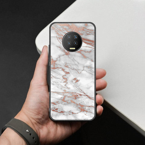Infinix Note 7 Cover - White Marble Series 2 - HQ Ultra Shine Premium Infinity Glass Soft Silicon Borders Case