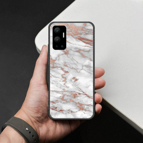 Infinix Hot 12 Cover - White Marble Series 2 - HQ Ultra Shine Premium Infinity Glass Soft Silicon Borders Case