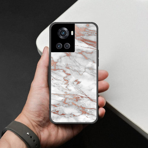 OnePlus 10R Cover - White Marble Series 2 - HQ Ultra Shine Premium Infinity Glass Soft Silicon Borders Case