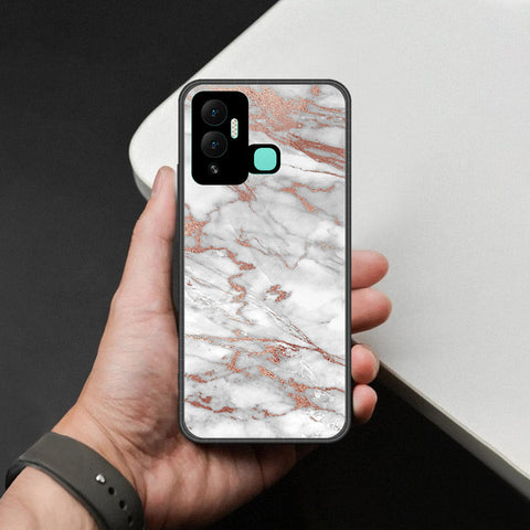 Infinix Hot 12i Cover - White Marble Series 2 - HQ Ultra Shine Premium Infinity Glass Soft Silicon Borders Case
