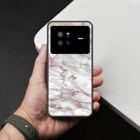 Vivo X80 Cover - White Marble Series 2 - HQ Ultra Shine Premium Infinity Glass Soft Silicon Borders Case