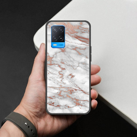 Oppo A54 4G Cover - White Marble Series 2 - HQ Ultra Shine Premium Infinity Glass Soft Silicon Borders Case