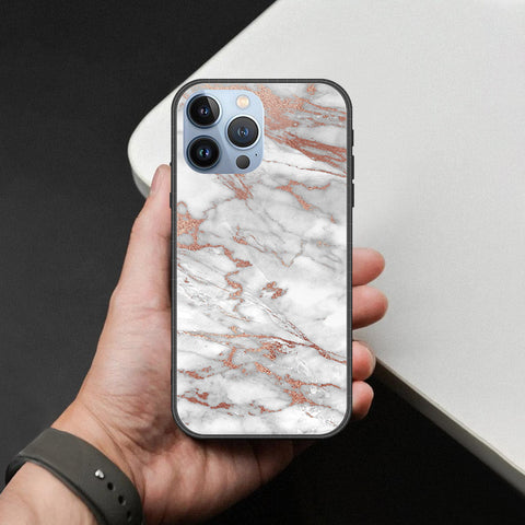 iPhone 14 Pro Cover - White Marble Series 2 - HQ Ultra Shine Premium Infinity Glass Soft Silicon Borders Case