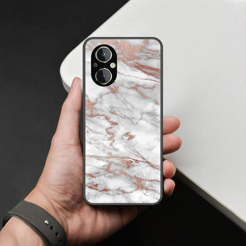 Oppo Reno8 Lite Cover - White Marble Series 2 - HQ Ultra Shine Premium Infinity Glass Soft Silicon Borders Case