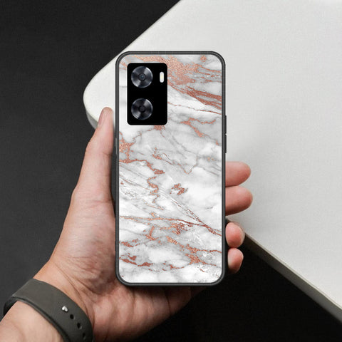 Oppo A77s Cover - White Marble Series 2 - HQ Ultra Shine Premium Infinity Glass Soft Silicon Borders Case