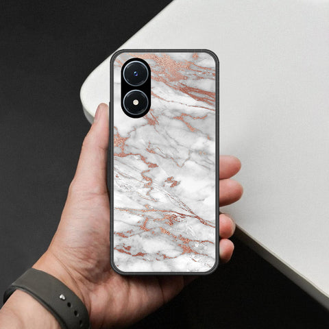 Vivo Y02s Cover - White Marble Series 2 - HQ Ultra Shine Premium Infinity Glass Soft Silicon Borders Case
