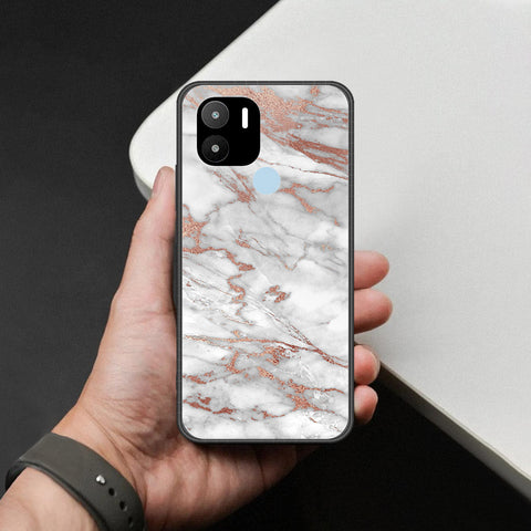 Xiaomi Redmi A2 Plus Cover - White Marble Series 2 - HQ Ultra Shine Premium Infinity Glass Soft Silicon Borders Case